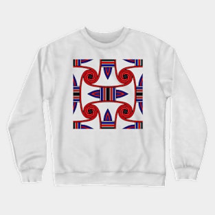 Egypt style pattern in red, white and blue Crewneck Sweatshirt